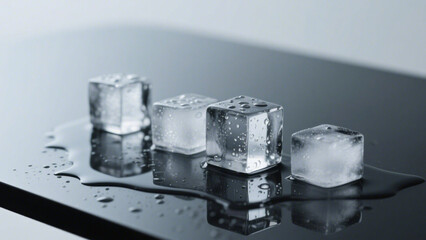 ice cubes stacked on a black background in a close-up view