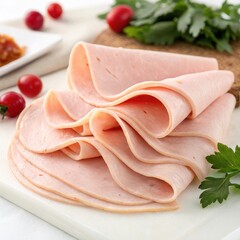 Folded turkey deli meat with soft texture