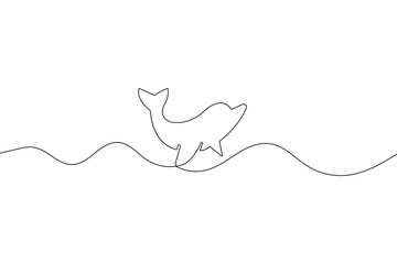 Dolphin outline in one line minimalist illustration
