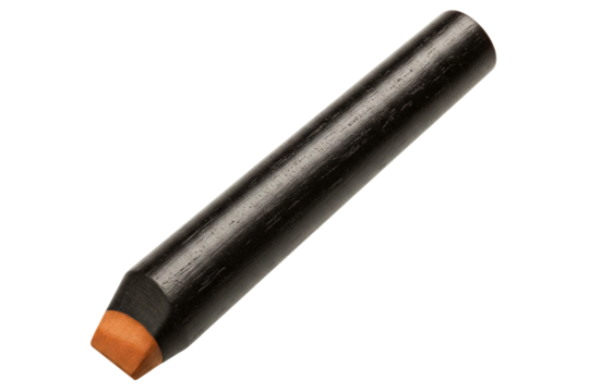 Black wooden pencil with a flat tip for precise drawing and shading isolated on a transparent background