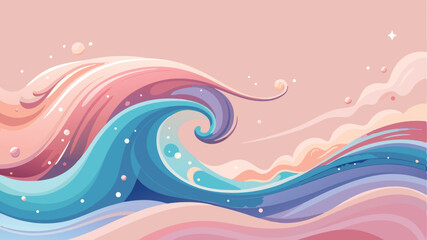 Fototapeta premium Abstract background with waves in pink and blue colors. Vector illustration.