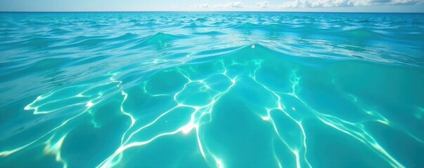 Azure sea, sunlit waves, clear underwater view, tropical, texture