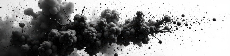 Black and white ink explosion, high contrast, textured , art, artistic