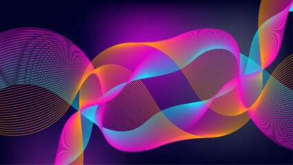 Abstract motion wave blue, pink, and yellow gradient line background