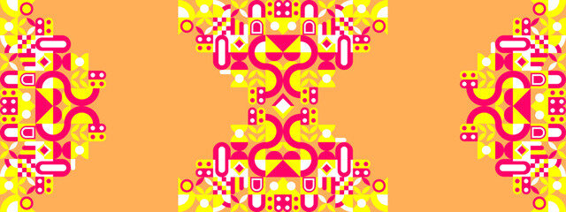 Obraz premium Modern Geometric Background with Abstract Shapes yellow and pink theme