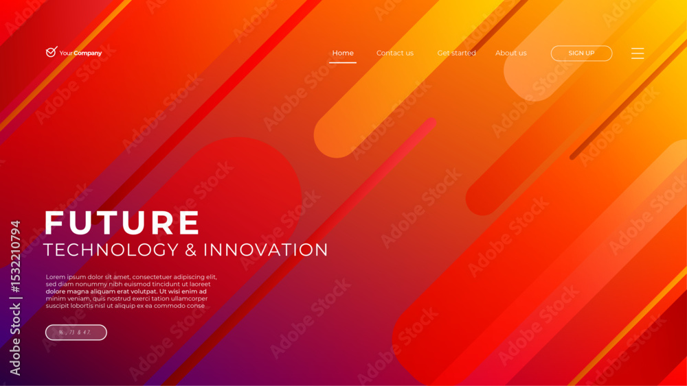 Wall mural landing page with orange and yellow gradient abstract shape background