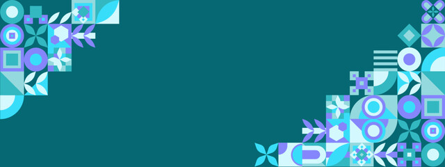 Flat abstract geometric shapes with green background