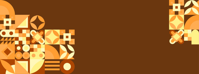 Flat mosaic pattern design with brown background