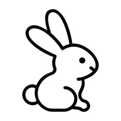 Very simple black and white line drawing of a bunny.