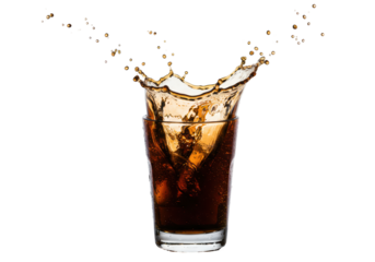Isolated Glass of Cola Splash Refreshing Fizzy Drink
