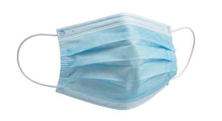 A protective blue surgical mask a symbol of safety and health during the pandemic era on transparent background