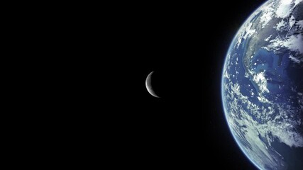 view of the moon from the earth surface - Powered by Adobe