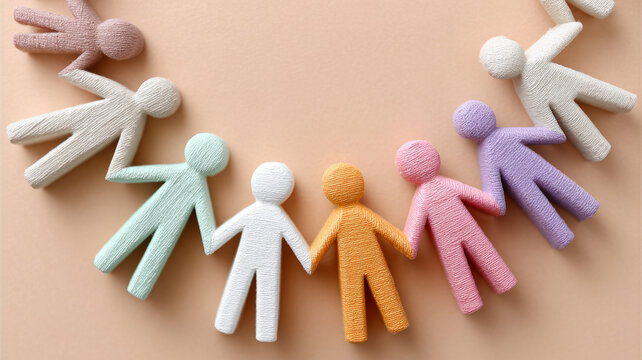 Colorful paper figures in a circle symbolize unity and diversity.