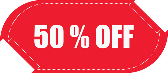  Bold Red 50% Off Sales Banner Vector Illustration - Discount Promotion Tag for Retail and E-commerce Marketing