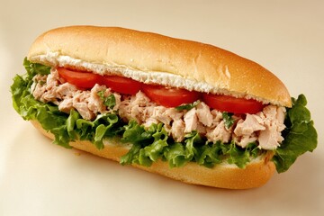 Tuna Fish Sandwich with Lettuce on Wholegrain Bread. Healthy Lunch or Dinner Option