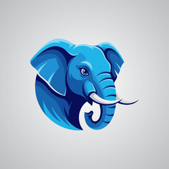 Minimalist Elephant Logo Illustration for Corporate Brand Identity. Modern Blue Animal Graphic Isolated on White Background.