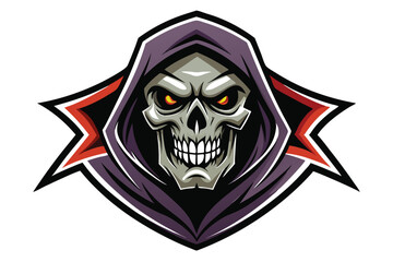 Fototapeta premium Grim Reaper Skull Head Mascot Logo Vector Elements Illustration, Angry Grim Reaper Skull Mascot Icon face.