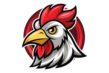 Obraz premium Rooster Hen Head Mascot Logo Vector Elements Illustration, Angry Rooster Hen Mascot Icon face.