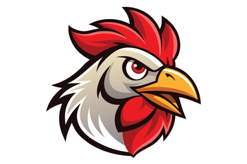 Rooster Hen Head Mascot Logo Vector Elements Illustration, Angry Rooster Hen Mascot Icon face.
