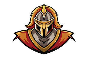 Obraz premium Knight Warrior Head Mascot Logo Vector Elements Illustration, Knight Warrior Mascot Icon face.
