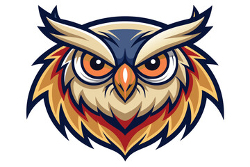 Obraz premium Owl head mascot logo vector elements, Owl cartoon face clipart illustration.