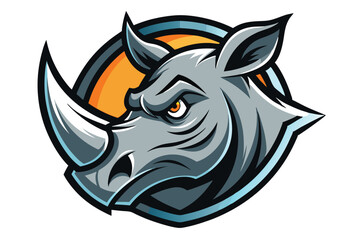 Obraz premium Rhino head mascot logo vector elements, rhino cartoon face clipart illustration.