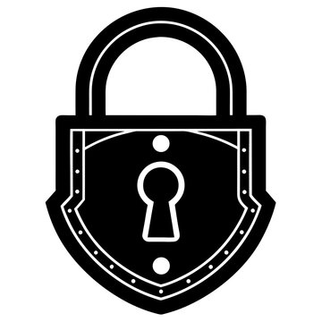 HTTPS Lock Vector Illustration | Generative AI and Linocut Silhouette Design