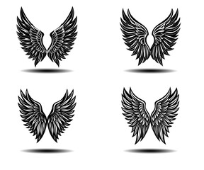 Elegant Gothic Angel Wings Vector Pack with Distressed Feather Details. Perfect for tattoo art, fantasy branding, spiritual prints, and memorial logos in scalable vector format.

