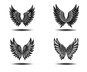 Black Feather Angel Wings Vector Collection with Distressed Texture. Ideal for gothic tattoos, fantasy artwork, spiritual branding, and memorial prints. Clean symmetrical vector designs.

