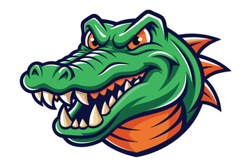 alligator head mascot logo vector elements, angry alligator cartoon face clipart illustration.