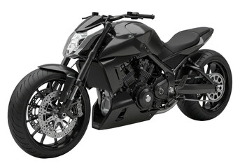 Isolated Sleek Black Modern Motorcycle