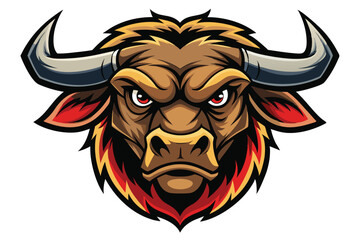 Obraz premium angry bull head mascot logo vector elements, angry bull cartoon face clipart illustration.