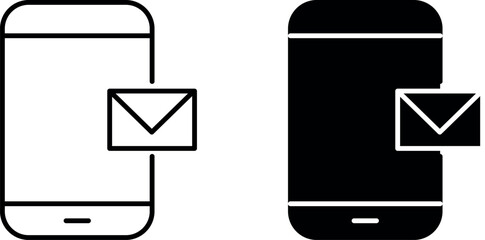 Smartphone Icons with Envelope Symbol for Mobile Message and Email Alerts

