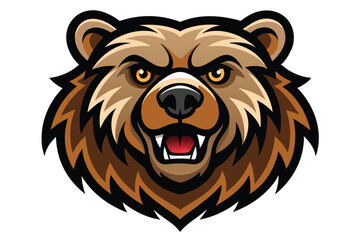 Bear head mascot logo vector elements, bear cartoon face clipart illustration.