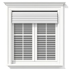 Windows with jalousie and roller shutter curtains. Plastic pvc single casement blinds front view. Home facade design elements isolated on transparent background, Realistic 3d vector illustration, set