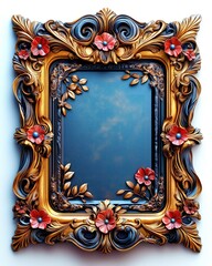 Decorative Photo Frame with Abstract Pattern on White Background