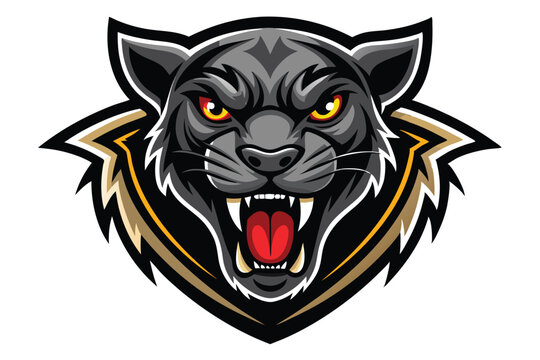 black panther head mascot logo vector elements, panther cartoon face clipart illustration.