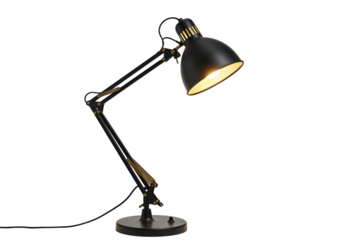 Isolated Classic Black Desk Lamp with Adjustable Arm