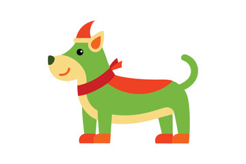 Cute Dog Cartoon Christmas Art Vector Holiday Pet Illustration
