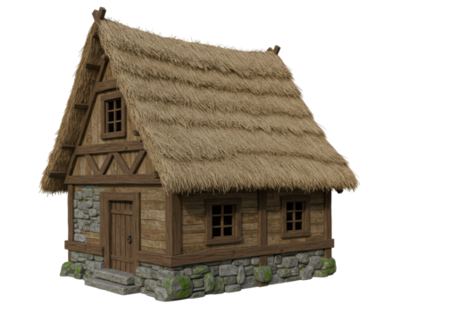 Isolated Charming Medieval Cottage with Thatched Roof