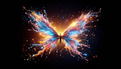 Radiant Winged Spectacle: A visually stunning, artistic representation of a butterfly, where vibrant colors burst forth in a spectacular display of creativity and imagination.