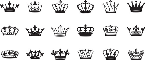 Collection of Crown Illustrations: Perfect for Monarchy, Royalty, and Historical Themed Graphics.