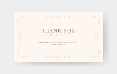 thank you card template with vintage border for business card, aesthetic greeting card template, printable custom small business card