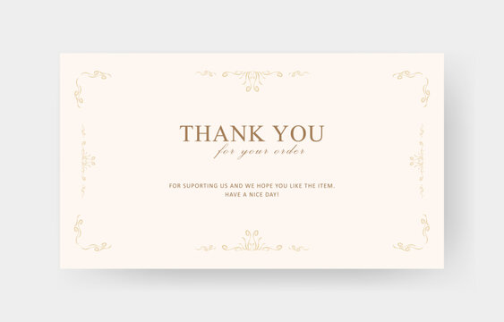 thank you card template with vintage border for business card, aesthetic greeting card template, printable custom small business card