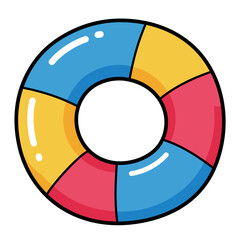 Obraz premium Bright, colored inflatable ring for safe swimming. Doodle flat clipart. All colors are repainted.