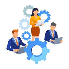 business man with gears