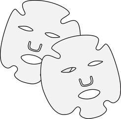 vector illustration showcases two overlapping facial sheet masks with cut-out features for the eyes, nose, and mouth.