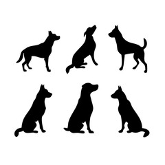 set of dogs silhouettes