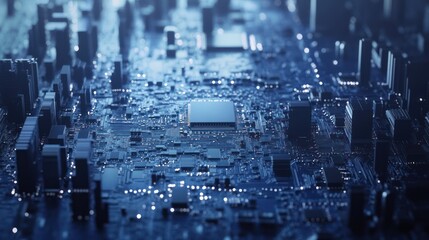 Obraz premium Abstract cityscape of circuit board