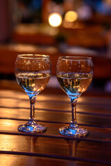 glass of wine on table